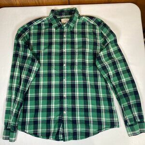Life After Denim Plaid Long Sleeve Casual Button-Down Shirt Men's L Green 100%